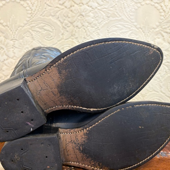 Vintage Black Western Leather Boots men’s size 8 1/2 EE wide - Picture 9 of 11